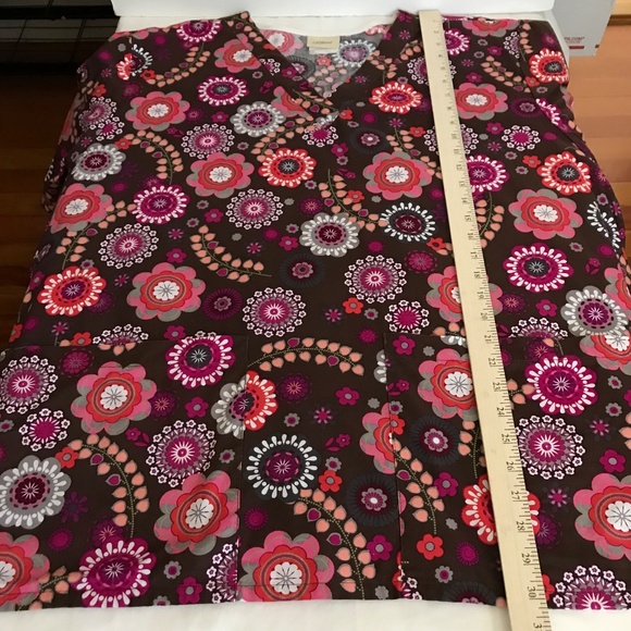 TAFFORD Scrub Top 100% Cotton Floral V-Neck Short Sleeve Women’s Plus Size 3X - Picture 14 of 16